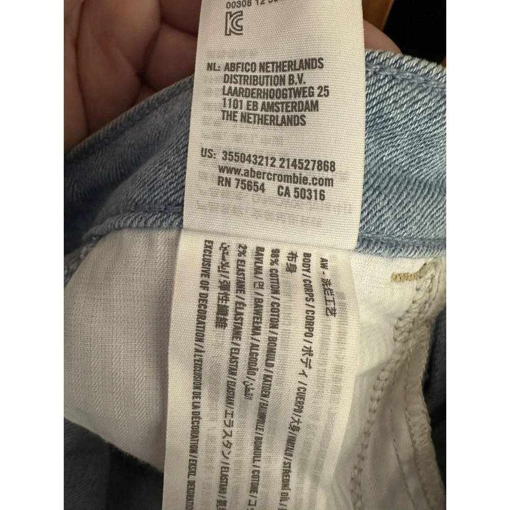 Hollister Jeans‎ Womens 0 Blue Patchwork High Rise Mom Raw Hem Stretch Denim